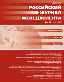 Российский журнал менеджмента. Том 18. №4. 2020